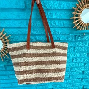 Boho Striped Large Beach Bag Tote Summer